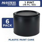 1 Pint Empty Plastic Paint Can Bucket, Pack of 6 - Triple Lock Airtight Lid Seal, 32 fl. oz. All-Plastic Coating Storage Can, Pail Handle