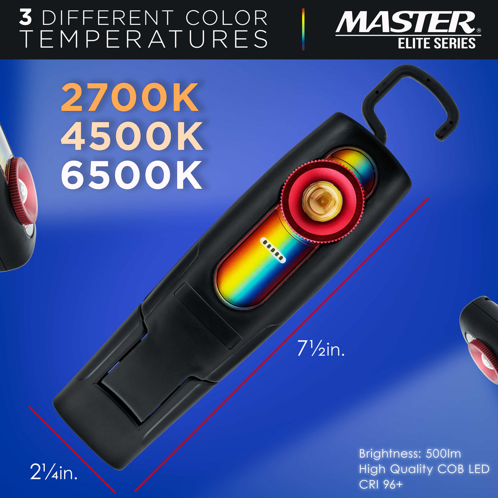 LED Color Matching Light, 500 Lumen, Paint Color Match, Replicates Natural Sunlight, 3 Color Temperatures, Rechargeable Work Light