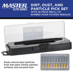 Dirt, Dust, and Particle Pick Set with 10-piece Refill of Barbed Hook Picking Needles - Remove Dust Particles from Wet Paint