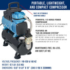Super Cool Runner Dual Fan Air Compressor with Storage Tank - Airbrushing System Kit with 3 Airbrushes, 6 Color Acrylic Paint Art Set