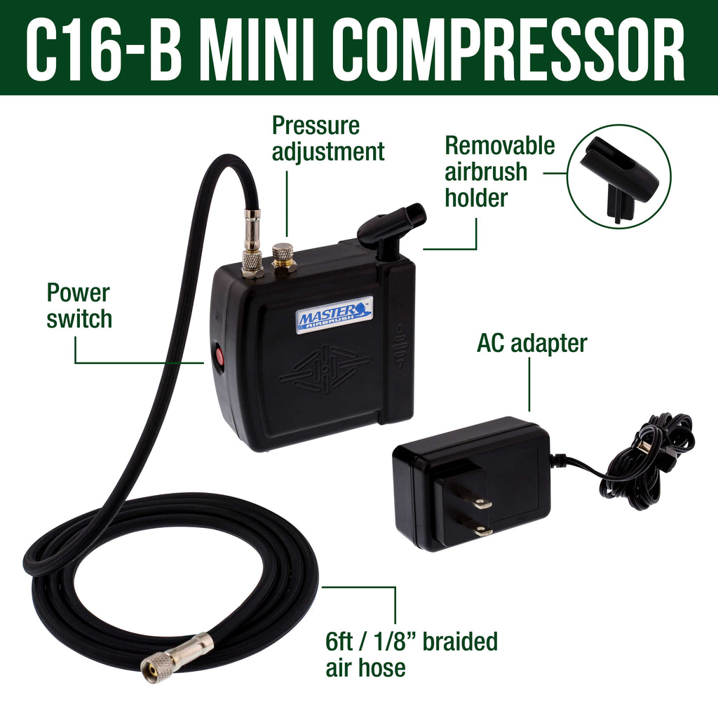 Multi-Purpose with Mini Air Compressor, Gravity Feed Airbrush & Guide Book - Portable Airbrush Kit with Compressor for Nail Art