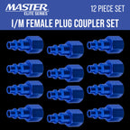 Series 12 Piece Industrial I / M Type Plug Fittings Set with 1/4" NPT Female Threads - Attach to Quick-Connect Couplers, Air Hoses, Compressors, Pneumatic Air Tools, Spray Guns, Sanders