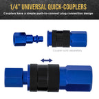 Series 12 Piece Industrial I / M Type Plug Fittings Set with 1/4" NPT Female Threads - Attach to Quick-Connect Couplers, Air Hoses, Compressors, Pneumatic Air Tools, Spray Guns, Sanders