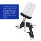 Master Paint System MPS Disposable Paint Spray Gun Cup Liners and Lid System, 50 Pack Mini Size 6 Ounce (180ml) Kit
