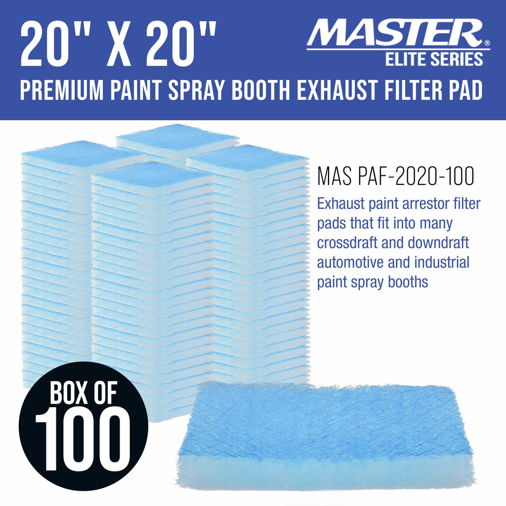 Premium Paint Spray Booth Paint Arresstor Filter Panel 20" x 20", Box of 100 - Blue & White Panels - Filters Holds Dirt Particles