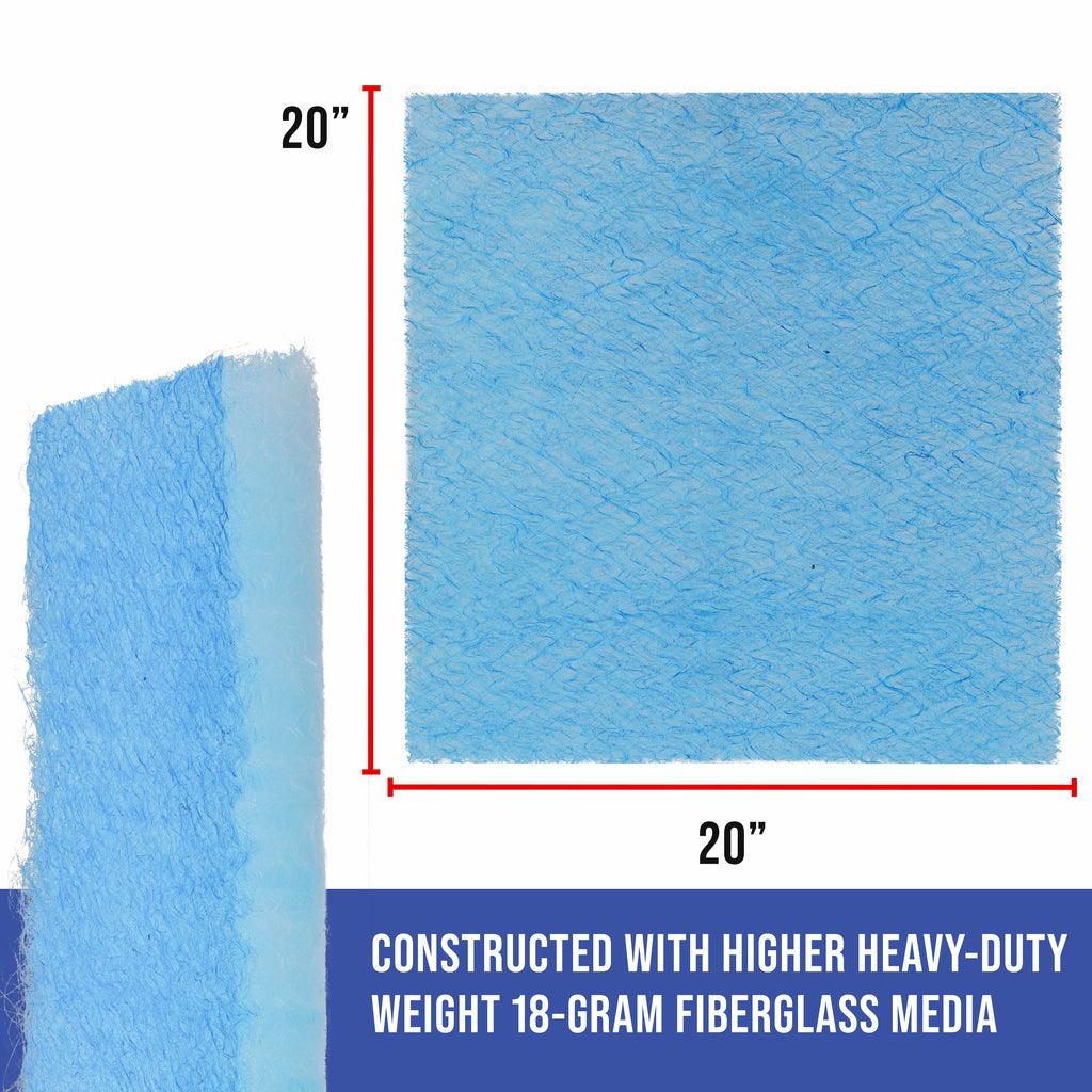 Premium Paint Spray Booth Paint Arresstor Filter Panel 20" x 20", Box of 100 - Blue & White Panels - Filters Holds Dirt Particles