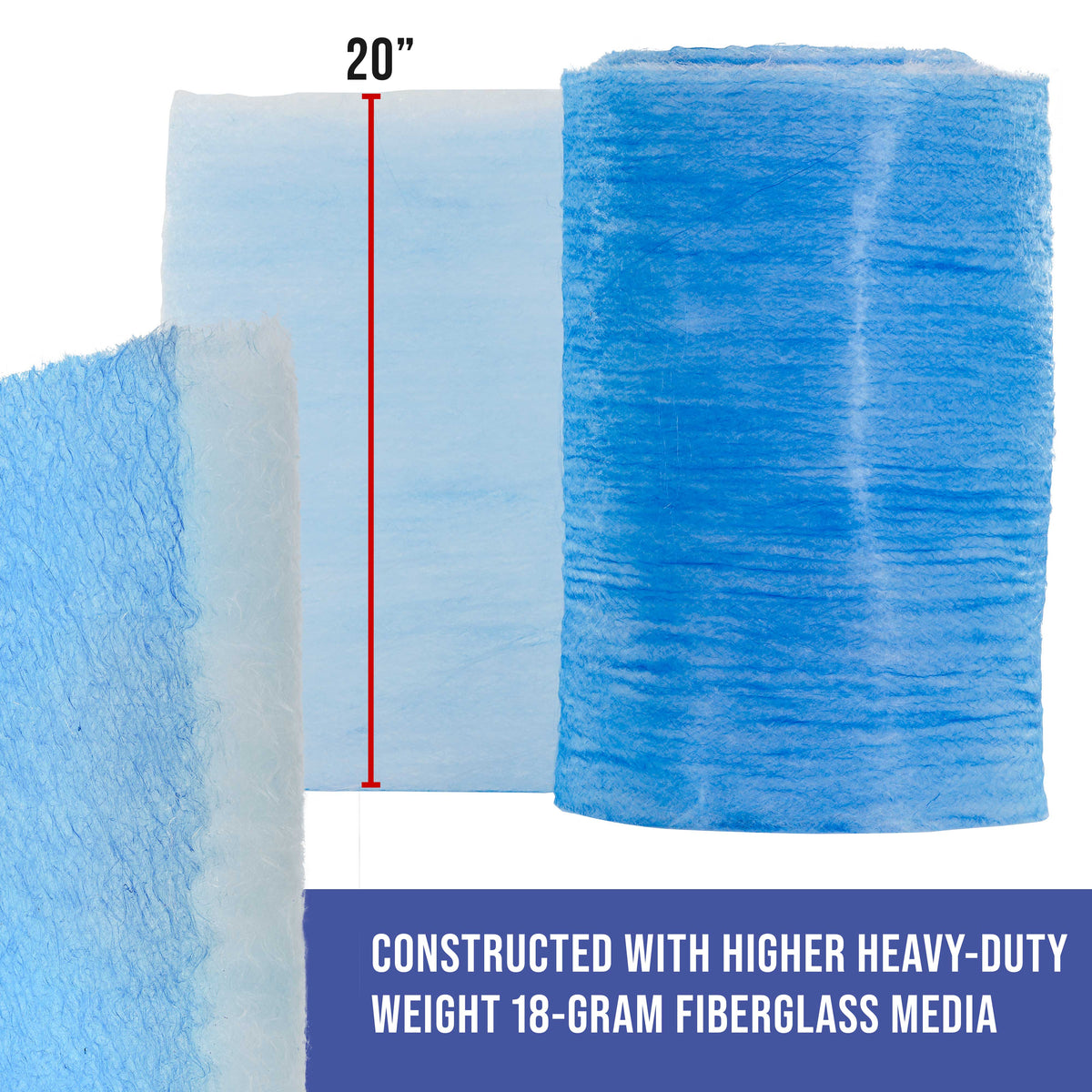 Premium Paint Spray Booth Exhaust Filter Roll, 20.5" x 100' - 18 Gram Fiberglass Paint Arrestor - Traps Overspray Paint Particles