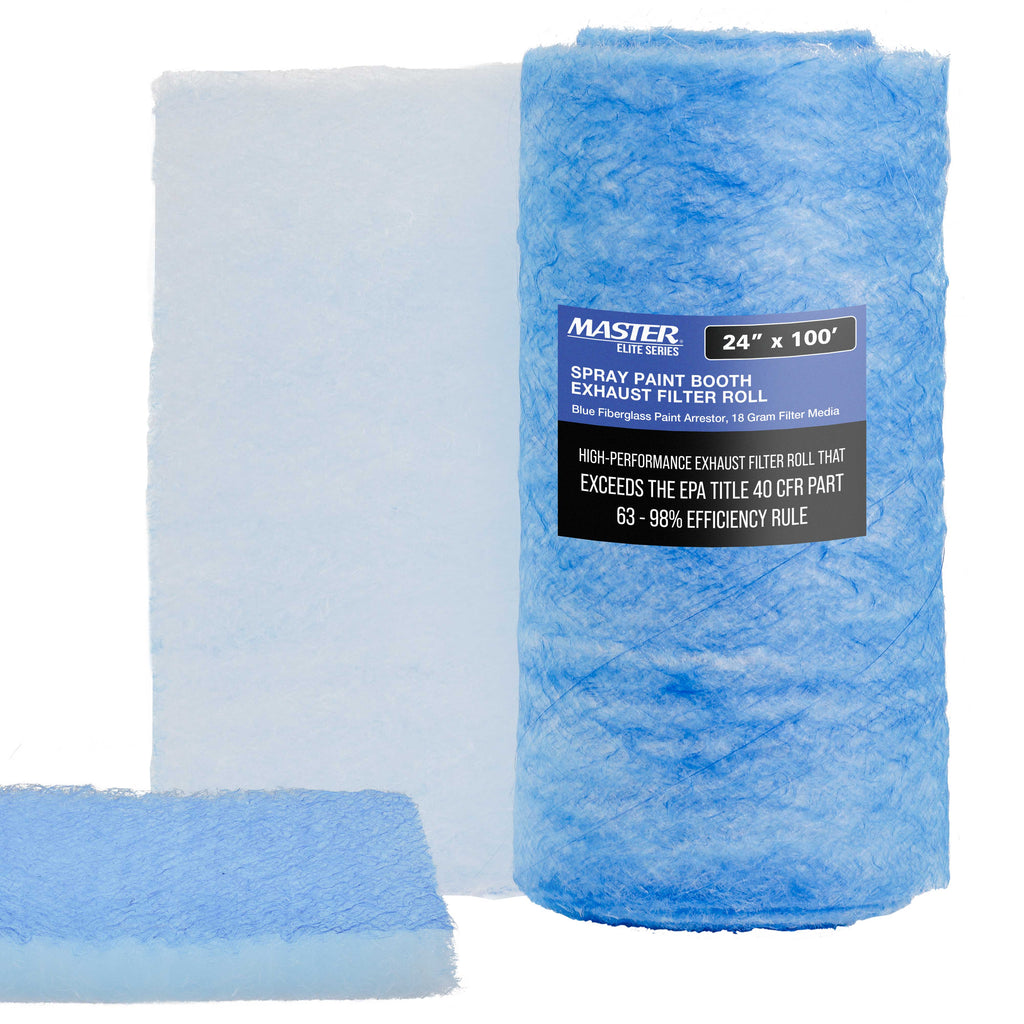 Premium Paint Spray Booth Exhaust Filter Roll, 24" x 100' - 18 Gram Fiberglass Paint Arrestor - Traps Overspray Paint Particles