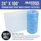 Premium Paint Spray Booth Exhaust Filter Roll, 24" x 100' - 18 Gram Fiberglass Paint Arrestor - Traps Overspray Paint Particles