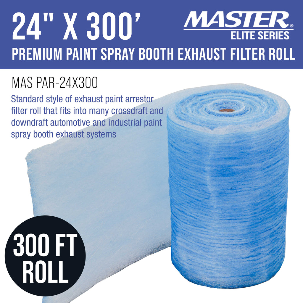 Premium Paint Spray Booth Exhaust Filter Roll, 24" x 300' - 18 Gram Fiberglass Paint Arrestor - Traps Overspray Paint Particles