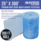 Premium Paint Spray Booth Exhaust Filter Roll, 25" x 300' - 18 Gram Fiberglass Paint Arrestor - Traps Overspray Paint Particles
