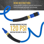 Series 1/4" x 25' Polyurethane Recoil Air Hose with Bend Restrictors and 1/4" NPT Male Fitting Ends, Universal Aluminum Coupler, I/M Plug