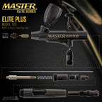 Plus Airbrush Set - Elite Level Performance Dual-Action Gravity Feed Airbrush Kit with Case, 0.3mm Tip, 2 Cups, Filter - Auto, Art, Hobby