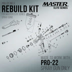 PRO-22 Series HVLP Spray Gun Airflow Control Assembly, Rebuild Kit #3 - Air Adjusting Knob, Rod and Seals - For PRO-22 HVLP Spray Guns