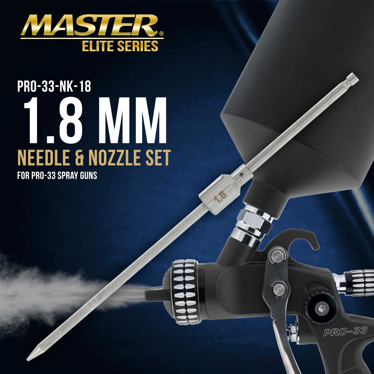1.8 mm Needle, Fluid Nozzle and Air Cap Set Only - Fits PRO-33 High-Performance HVLP Spray Gun