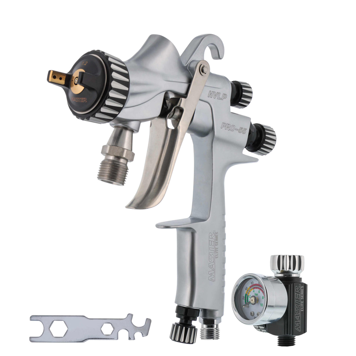 PRO-55 HVLP Automotive Spray Paint Gun with 1.2mm Tip - Pressure Feed Spray Gun for Painting Car Basecoats, Clearcoats, Industrial Coatings & Woodworking Coatings - Superior Atomization