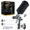 Performance PRO-88 HVLP Automotive Spray Paint Gun with 3 Tips 1.3, 1.4 and 1.8mm, 1L Cup, Regulator Gauge, MPS Adapter