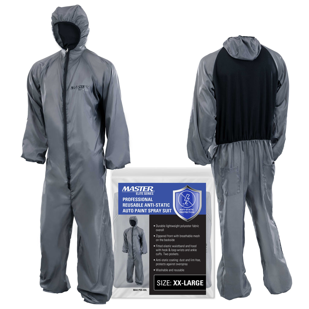 Reusable Anti-Static Automotive Paint Suit (XXL) - Breathable Protective Auto Spray Paint Coveralls with Hood & Mesh Back - Polyester