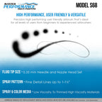 S68 Multi-Purpose Precision Dual-Action Siphon Feed Airbrush Gun with 0.35mm Tip, 3/4 oz Bottle, Cup & 6 Foot Hose