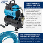 1/5 HP Super Cool Runner Dual Fan Tank Air Compressor Kit Model TC-426 - Professional Single-Piston, Regulator Water Trap, Holder