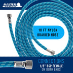 Super Premium 10 Foot Nylon Braided Airbrush Hose with Silicone Tubing - Standard 1/8" Size Fitting Ends, Flexible, Durable