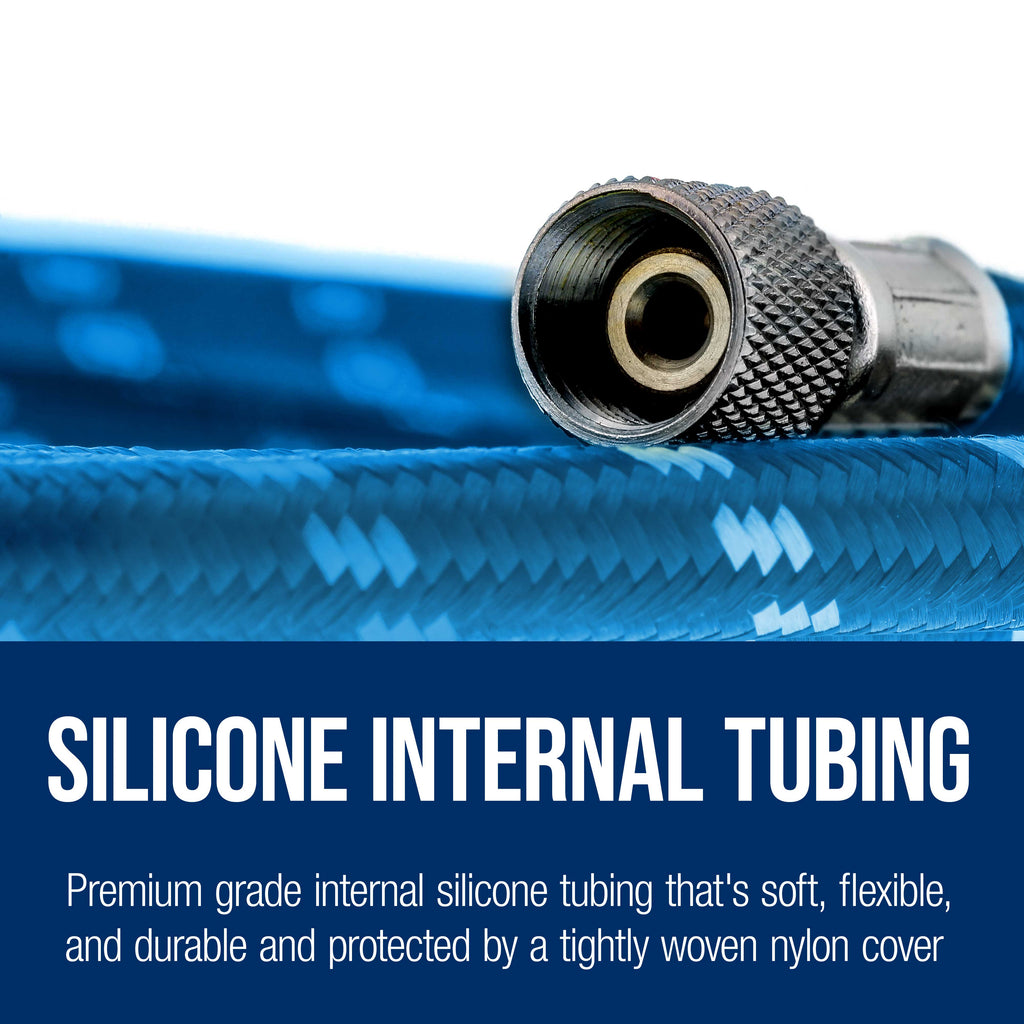 Super Premium 10 Foot Nylon Braided Airbrush Hose with Silicone Tubing - Standard 1/8" Size Fitting Ends, Flexible, Durable