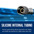 Super Premium 10 Foot Nylon Braided Airbrush Hose with Silicone Tubing - Standard 1/8" Size Fitting Ends, Flexible, Durable