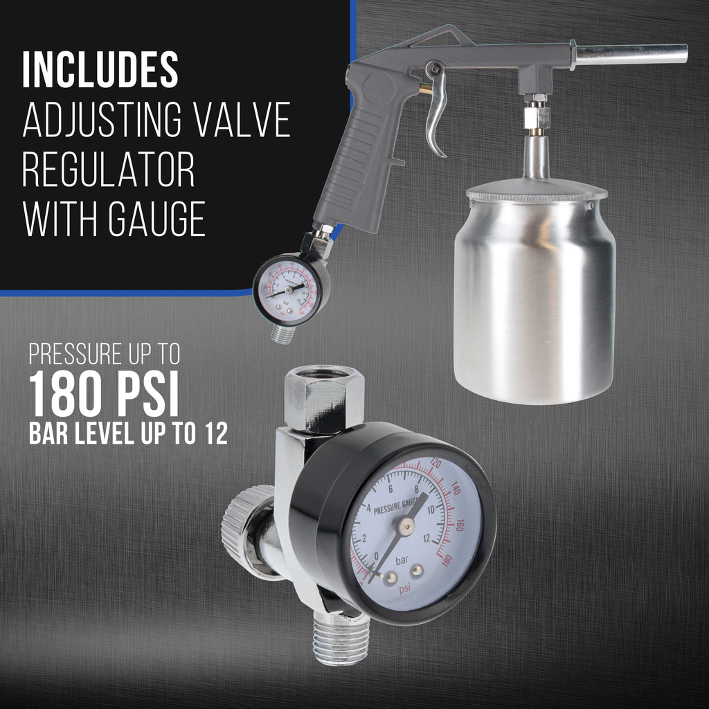 Undercoating Spray Gun with Regulator & 25 oz Suction Feed Cup - Pneumatic Automotive Application Sprayer Undercoating Gun for Truck Bed Liner