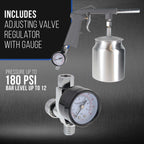 Undercoating Spray Gun with Regulator & 25 oz Suction Feed Cup - Pneumatic Automotive Application Sprayer Undercoating Gun for Truck Bed Liner