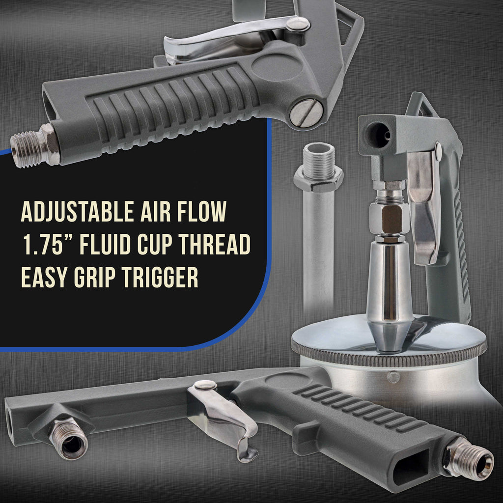 Undercoating Spray Gun with Regulator & 25 oz Suction Feed Cup - Pneumatic Automotive Application Sprayer Undercoating Gun for Truck Bed Liner