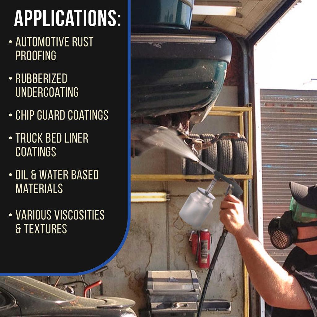 Undercoating Spray Gun with Regulator & 25 oz Suction Feed Cup - Pneumatic Automotive Application Sprayer Undercoating Gun for Truck Bed Liner