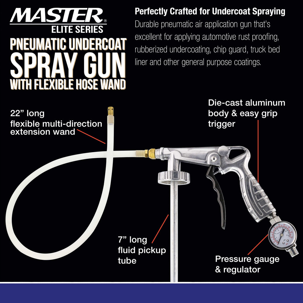 Undercoating Spray Gun with Regulator & Flexible Extension Wand - Pneumatic Automotive Application Sprayer Undercoating Gun for Truck Bed Liner