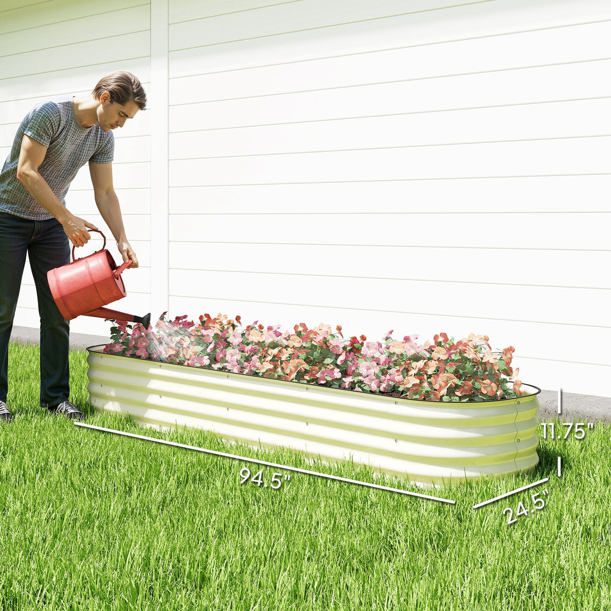 8' x 2' x 1' Galvanized Raised Garden Bed Kit, Cream