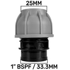 1” BSP Water Butt Fitting with 25mm MDPE Straight