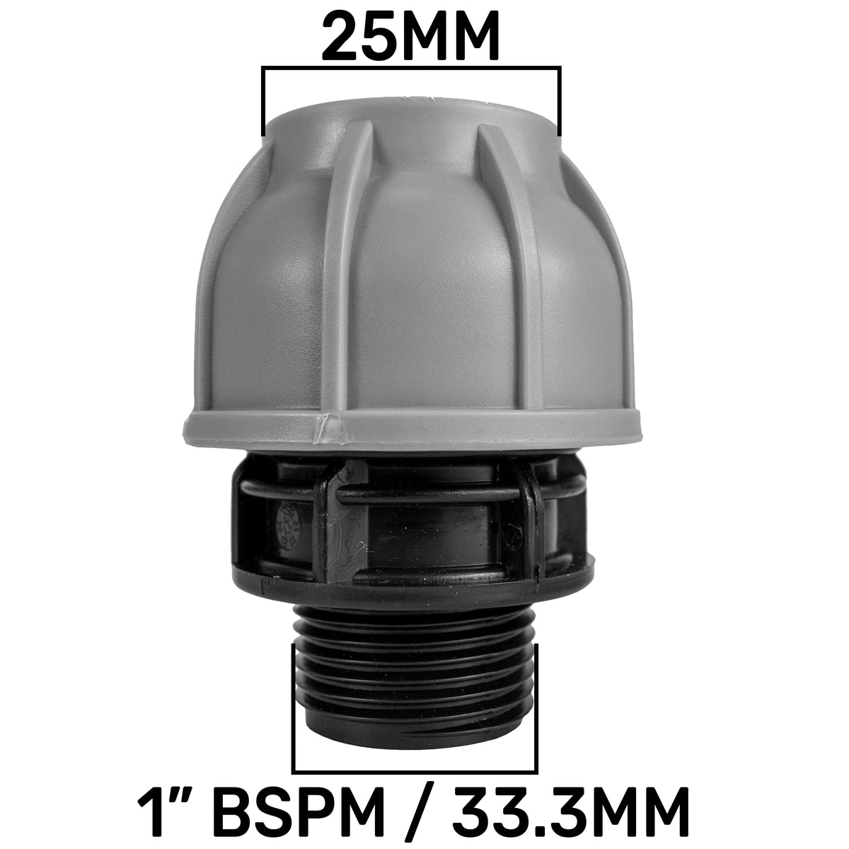IBC Extender with 2” S60X6 Cap and 25mm MDPE Straight