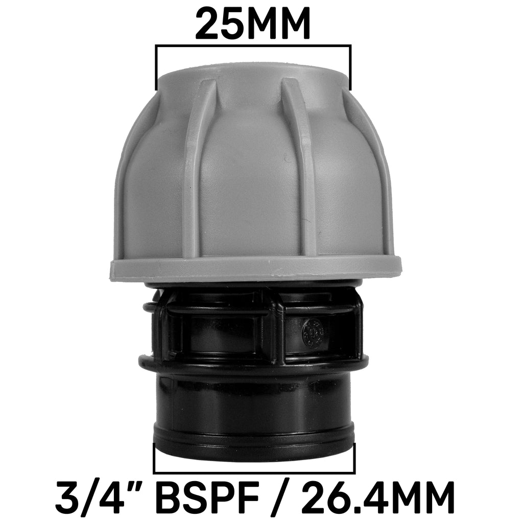¾” BSP Water Butt Fitting with 25mm MDPE Straight