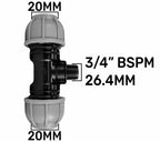 Wall Flange Kit 32mm MDPE + Lever Valve + 20mm MDPE Tee