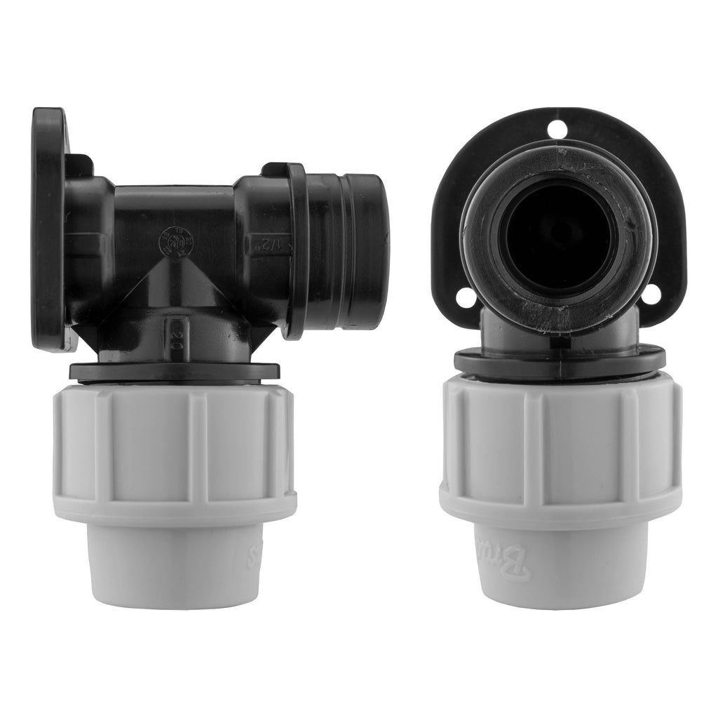 Wall Flange Kit 25mm MDPE - Brass Garden Tap Snap-On Male
