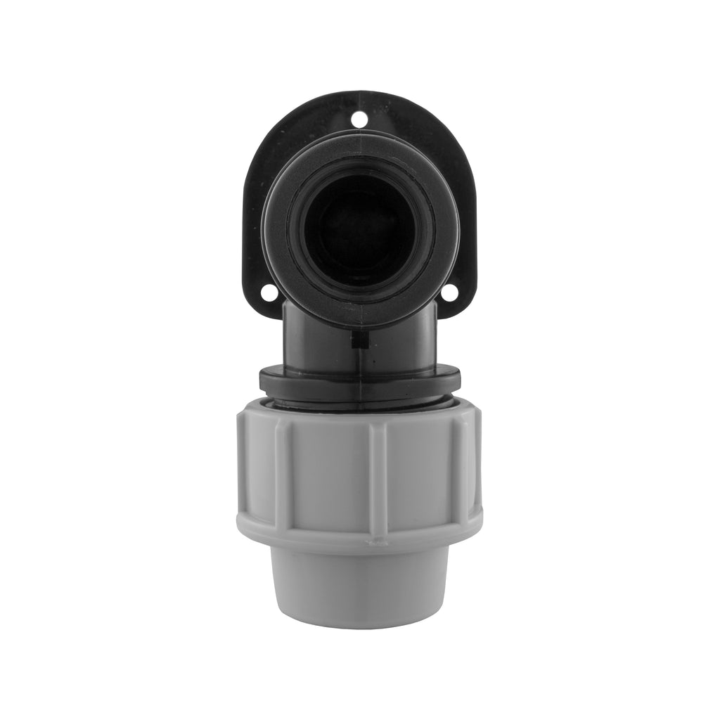 Wall Flange Kit 32mm MDPE + Lever Valve + 13mm Barbed Geka Set
