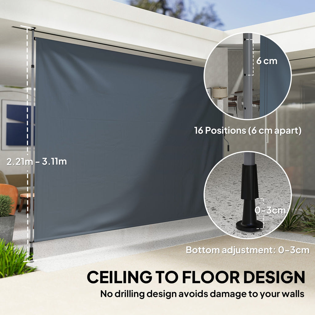 11.5' x 10' Retractable Patio Awning with UPF30+ & Water-Resistant Fabric, Dark Grey
