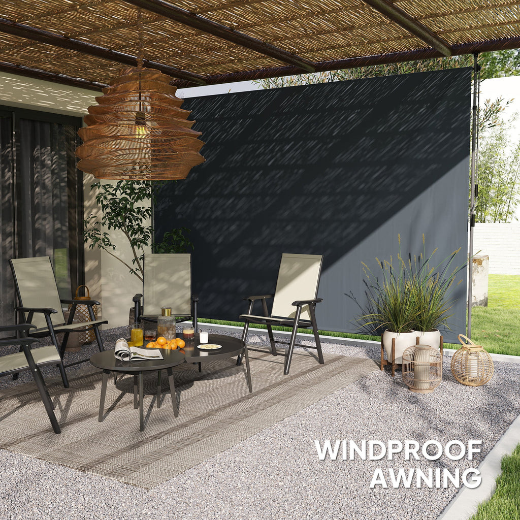 11.5' x 10' Retractable Patio Awning with UPF30+ & Water-Resistant Fabric, Dark Grey