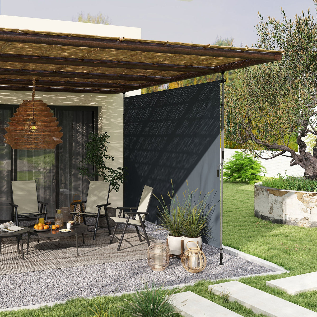 11.5' x 10' Retractable Patio Awning with UPF30+ & Water-Resistant Fabric, Dark Grey