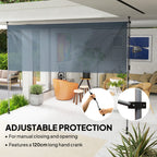 11.5' x 10' Retractable Patio Awning with UPF30+ & Water-Resistant Fabric, Dark Grey