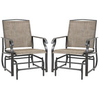 2 Pieces Outdoor Glider Rocking Chair Set with Breathable Mesh Fabric, Dark Brown