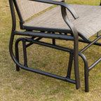 2 Pieces Outdoor Glider Rocking Chair Set with Breathable Mesh Fabric, Dark Brown
