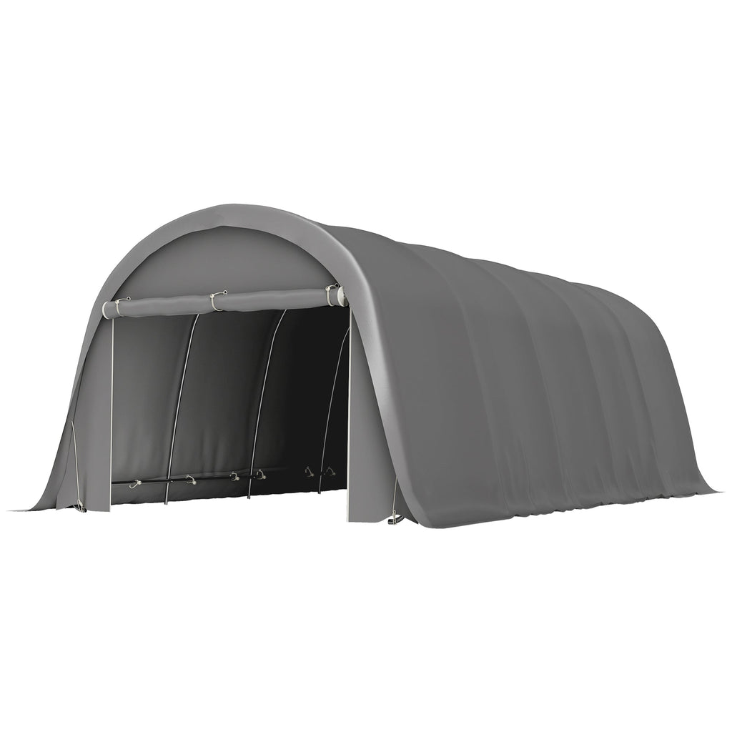 12' x 23.6' Heavy Duty Carport with Roll-Up Door, Dark Gray
