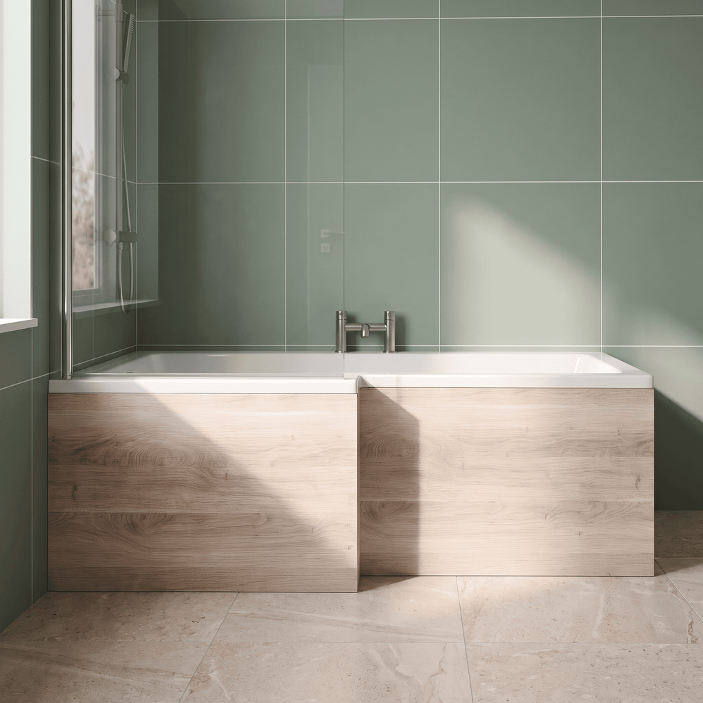 Crosswater L-Shaped Square Shower Bath Front Panel - 1700mm