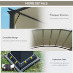 11' x 11' Retractable Pergola Canopy with Arched Metal Frame, Beige