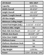iDEAL MSC-6KLP 6,000lb Mobile Column Portable Lift