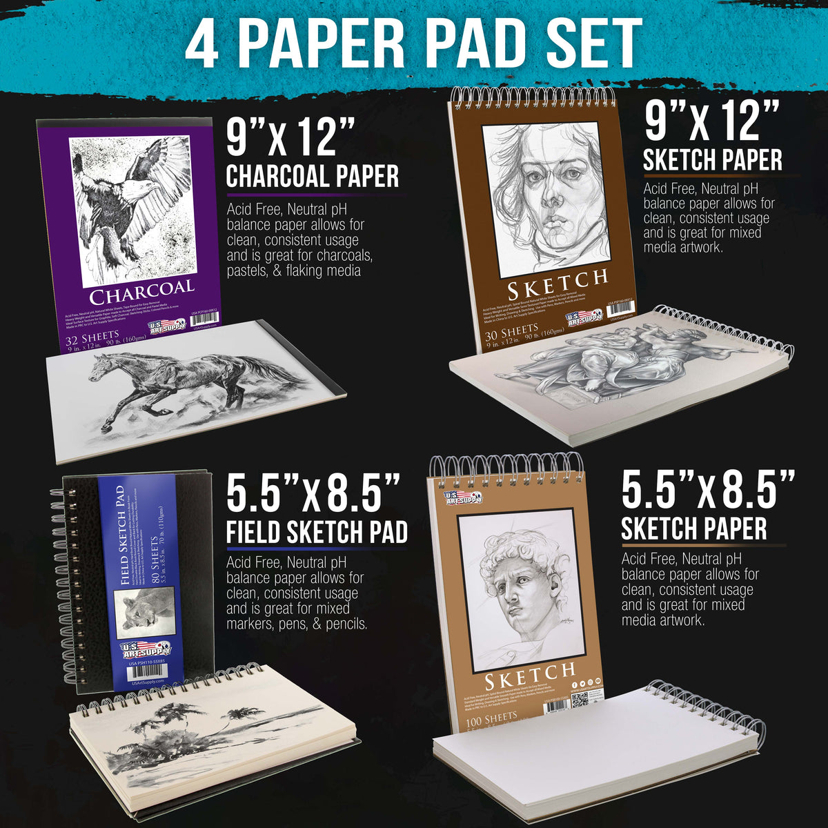 Master 150 Colored Pencil Mega Tin Set with Premium Soft Thick Core Vibrant Color Leads with 4 Different Drawing & Sketching Paper Pads
